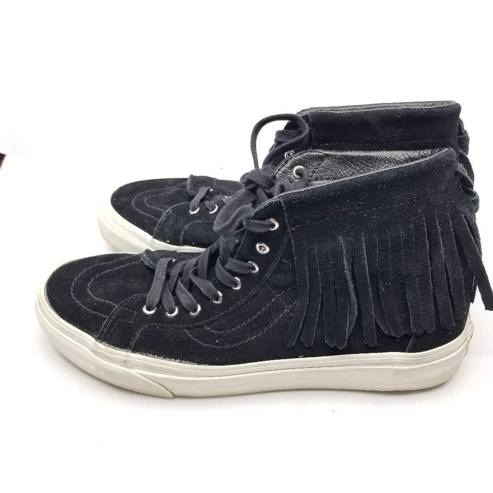 SOLD..Vans Black Suede Fringe Sk8 Hi Moc Style Sneakers - Picture 4 of 13